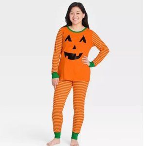 Womens Sleep in PUMPKIN Halloween 2 pc Cotton Pajamas Size Sm 4/6 Lar 12/14  NWT